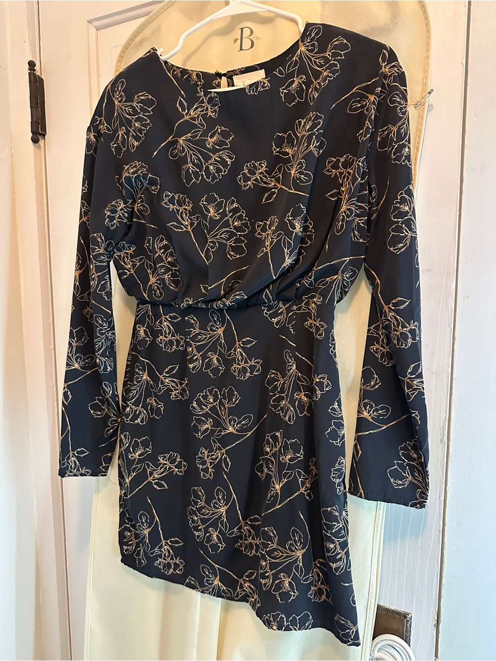 Navy Floral Long-Sleeve Dress